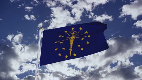 Indiana Flag With Sky 4k