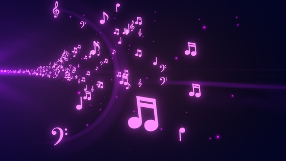 Music Notes Flying Purple
