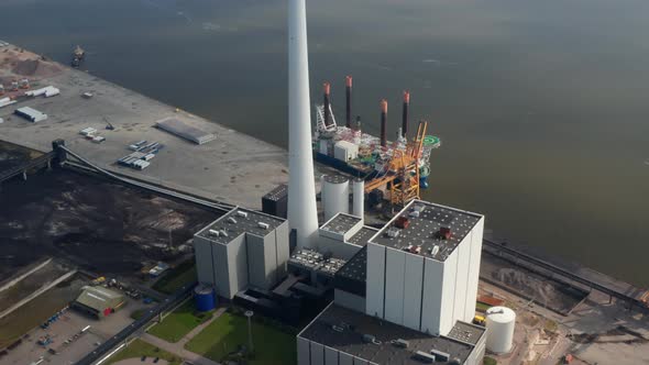 Aerial View of the Power Station in Esbjerg Denmark