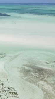 Vertical Video of Low Tide in the Ocean Near the Coast of Zanzibar Tanzania