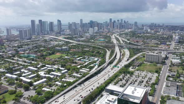 Aerial Transportation and Cars, Flight Over Highway in Miami Suburban alt