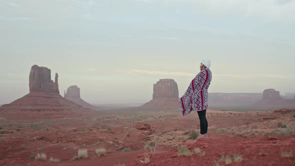 Explore American Wild West Landscape  Woman Exploring Wilderness Nature Park