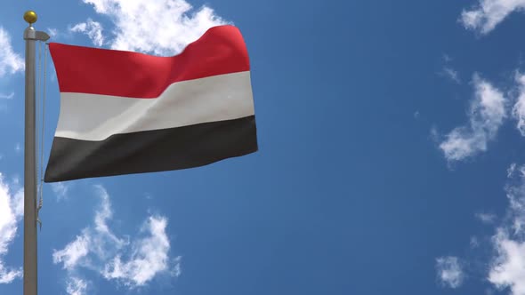 Yemen Flag On Flagpole