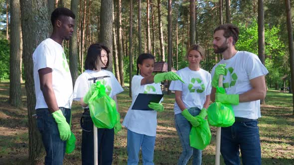 Group of Eco Activists Fighting for the Preservation of Nature African Girl Activist Gives a Task to