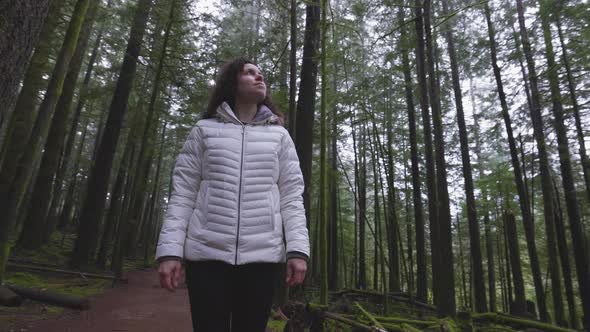 Adventurous Girl Hiking in Canadian Nature