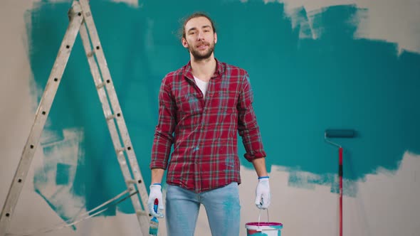 Professional Painting Man Good Looking Posing in