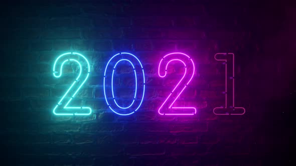 2021 Neon Sign Background New Year Concept