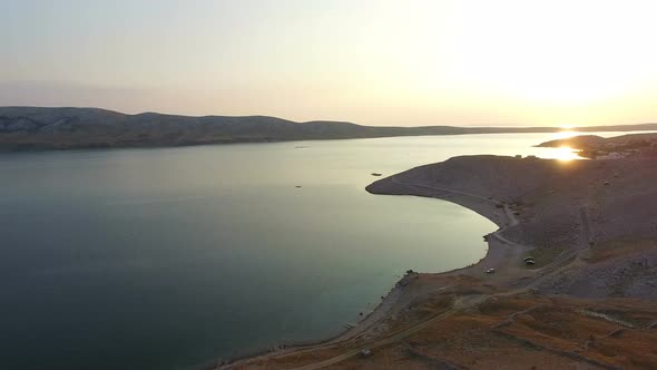 Beautiful sunset on the island of Pag, Croatia