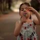 Family Having Fun In Park. Girl Blowing Soap Bubbles. Playful Cute Preschool Kid Leisure Outdoor. - VideoHive Item for Sale