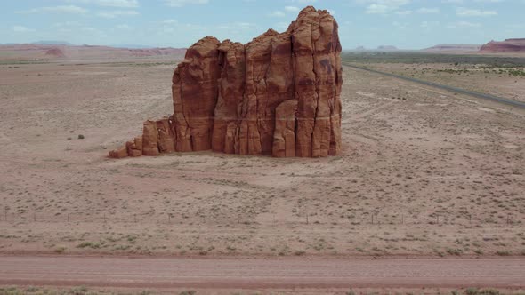 Massive Geological Layers Rock Formation Cliff In Rock Point, Navajo Reservation, Arizona. Aerial Dr