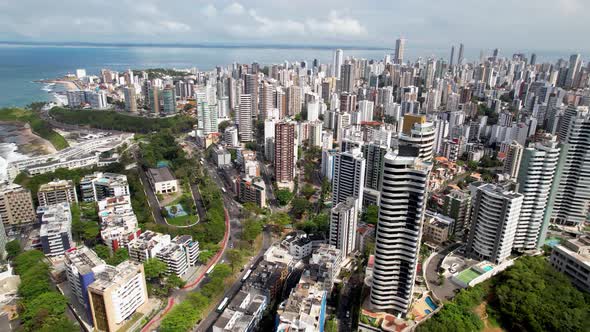 Cityscape of Salvador state of Bahia Brazil. Tropical scene tourism city.