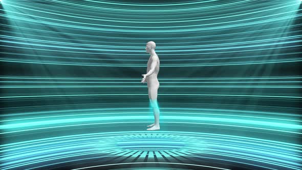 4K Sci Fi Hologram Male Basemesh Heart Background Seamless Loop