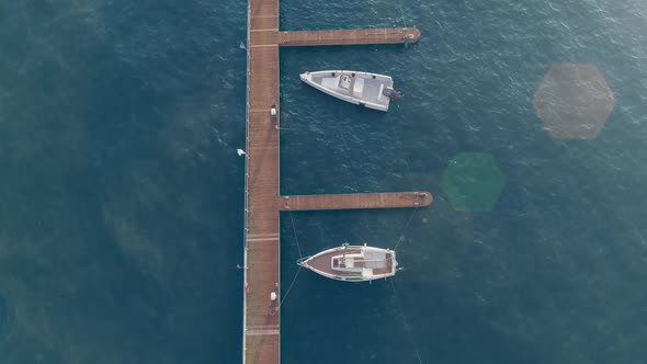 Aerial View To the Harbour with Many Sailing Boats, Yachts, Motorboats and Ships