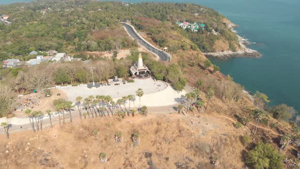 Temple Shrine of Lord Brahma and Light House in Promthep Cape in Phuket, Thailand 