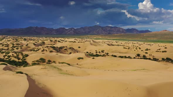 Aerial View of the Sand Dunes in Mongolia