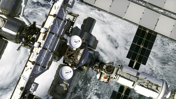 Flight Of The International Space Station Above The Hurricane