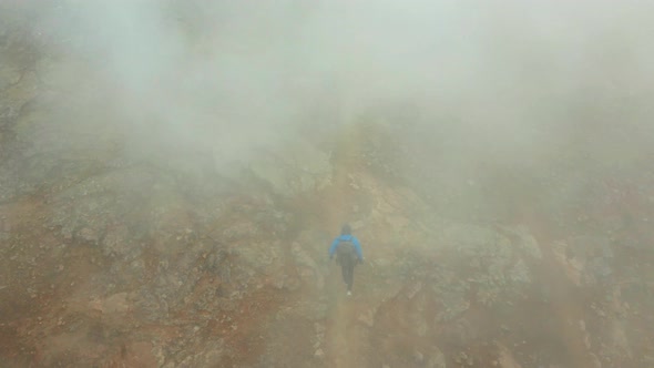 Aerial View of the Steaming Hverir Geothermal Area Near Lake Myvatn