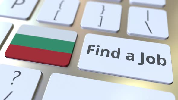 FIND A JOB Text and Flag of Bulgaria on the Keys alt