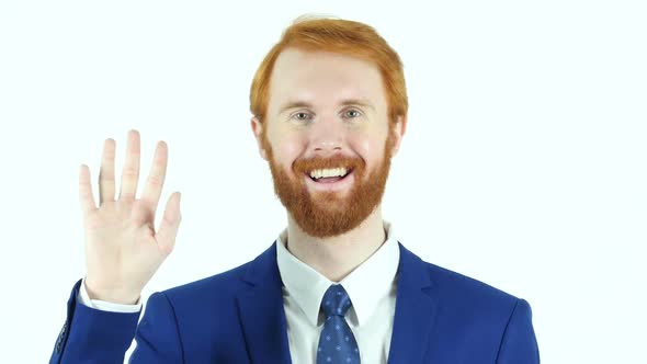 Hello Gesture by Red Hair Beard Businessman