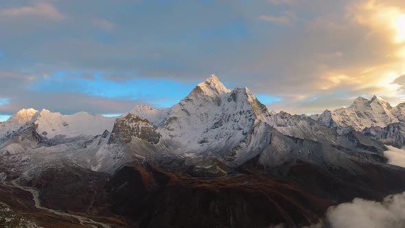 Ama Dablam Mountain at Sunset. Himalaya, Nepal