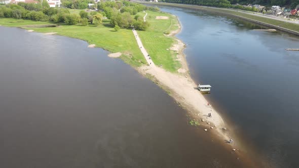 Aerial view on a confluence of two rivers
