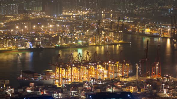 Hong Kong Port Terminal Night Time Lapse China