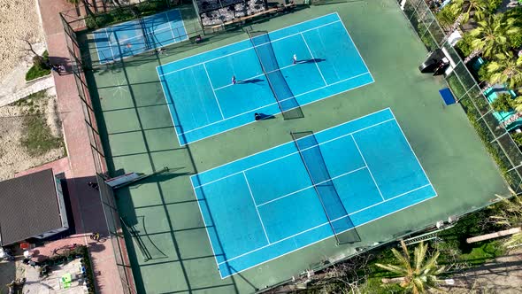 Tennis court Aerial View 4 K Alanya Turkey