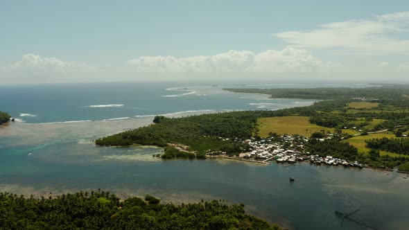 The Coast of Siargao Island Blue Ocean and Waves