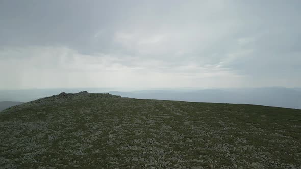 Valley of stones on a mountain peak