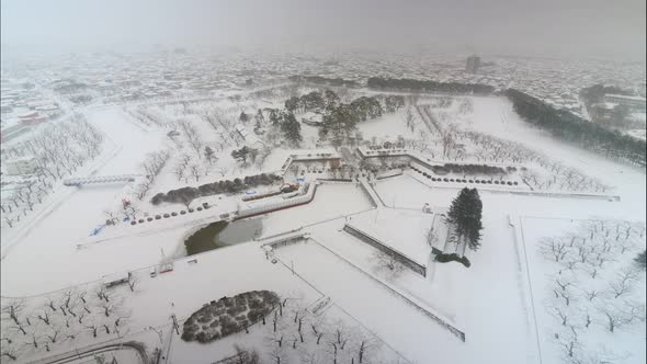 Beautiful landscape top of view at Hakodate city in Hokkaido Japan