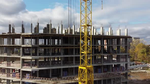 Tower crane on construction plant 