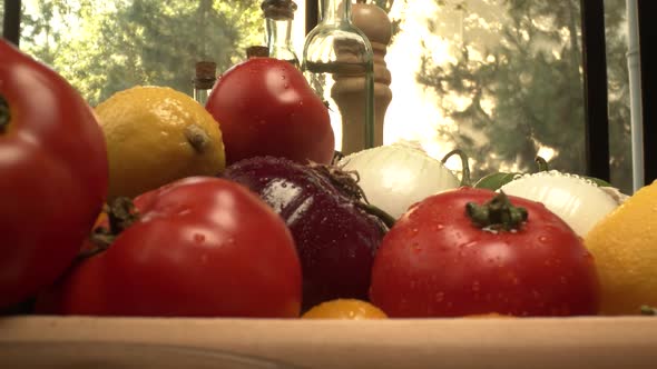 Fresh Vegetables in the Box on the Kitchen Table