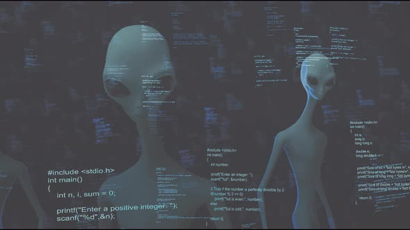 Classic Aliens Blue Computer Coding Cyber Space 4k alt