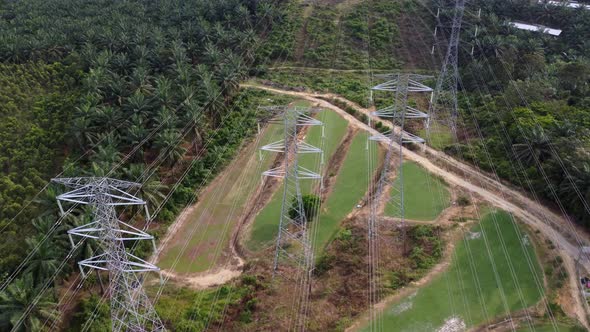 Powerline structure at green field