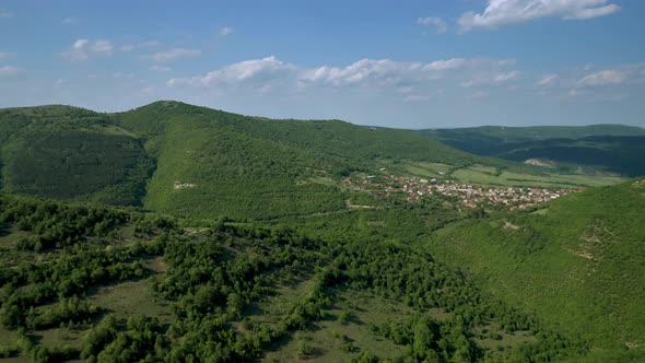 The picturesque spring valley between hills of Eastern Balkan Mountains.