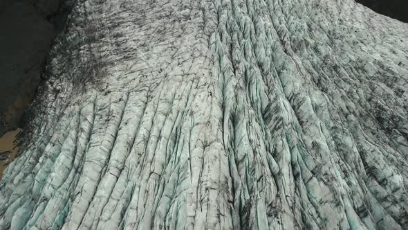 a large glacier from air in iceland