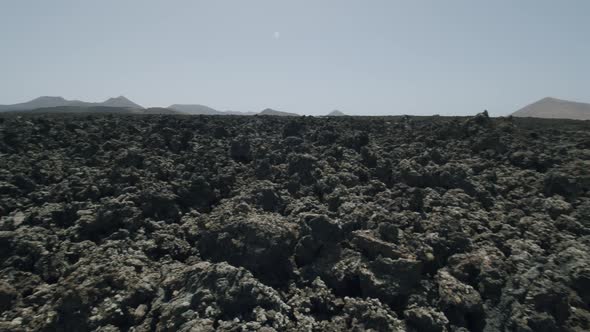 Volcanic rocky soil of Timanfaya National Park