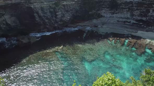 Aerial view of Broken Beach in Nusa Penida Island. Bali, Indonesia