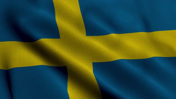 Real Texture Waving Flag of the Sweden 4K Video