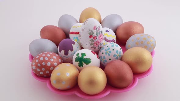 Colorful Easter Eggs Isolated Over White Background