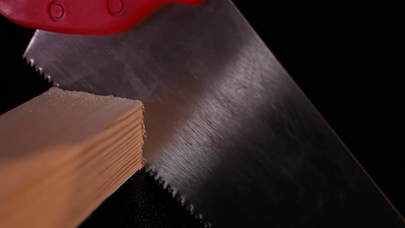 Carpenter Sawing the Wood on Isolated Background