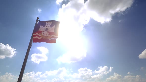 Belgrade City Flag on a Flagpole V4