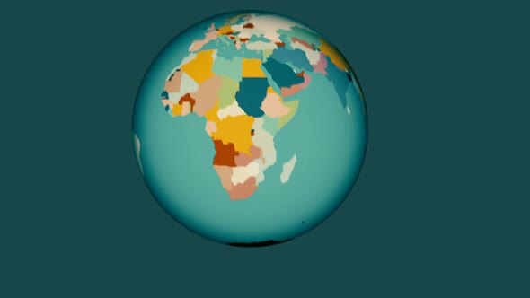 Bouncing Spinning Colorful Cartoon Planet Earth Looping Animation with Alpha alt