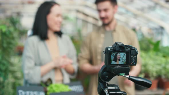 Man and Woman Filming Vlog about Fresh Produce