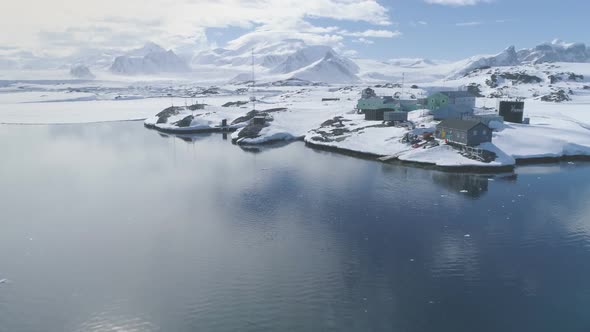 Antarctic Vernadsky Station Epic Aerial View