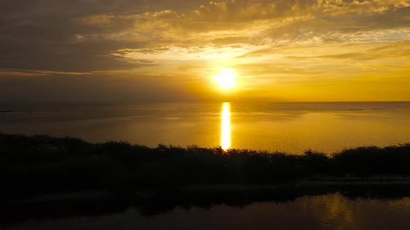 Sunrise Over the Sea in the Tropics Aerial View