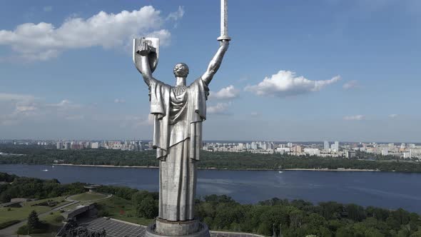 Aerial View of the Motherland Monument. Slow Motion