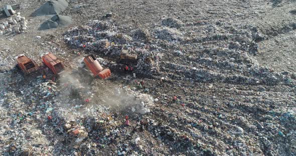 Waste Storage, Aerial View of the Garbage, Environmental Pollution, View From a Height, Trucks