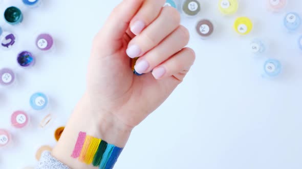Rainbow LGBTQ Flag Painted on Hand