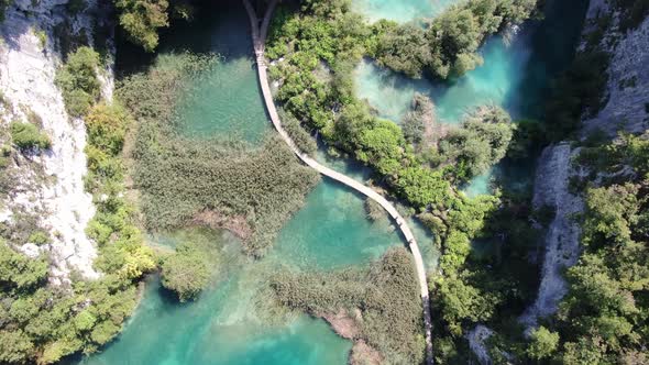 Aerial shot of Plitvice Lakes National Park (Plitvi_ka jezera) in Croatia,Europe